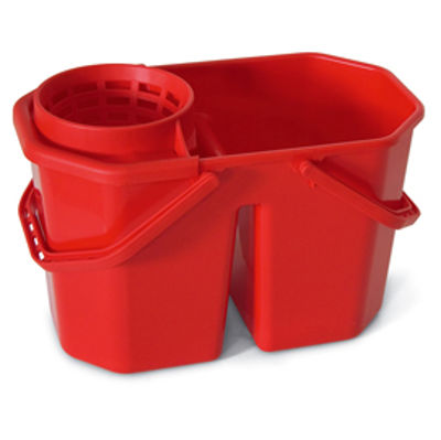 Immagine di Secchio a doppia vasca con strizzatore - PPL riciclabile - 15 L - rosso - In Factory [0469H]