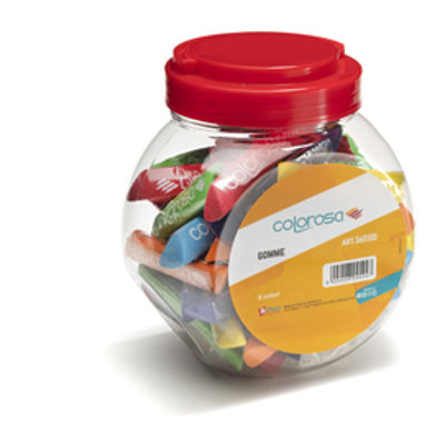 Immagine di Gomma soft touch Colorosa - 8 cm - colori assortiti - RiPlast - expo 48 pezzi [360100]
