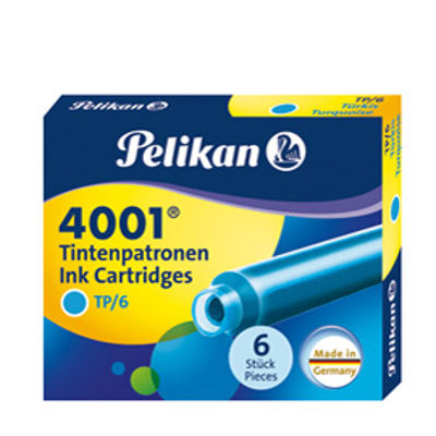 Immagine di Cartucce inchiostro 4001 (TP/6) -  lunghezza 39mm - turchese - Pelikan - scatola 6 cartucce [301705]