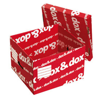 Immagine di Scatola DoxDox - con coperchio - 39,5x28x35,5 cm - bianco e rosso - Esselte Dox [1600175]