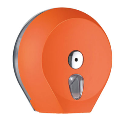 Immagine di Dispenser Soft Touch di carta igienica in rotolo Mini Jumbo - 27x12,8x27,3 cm - plastica - arancio - Mar Plast [A75610AR]