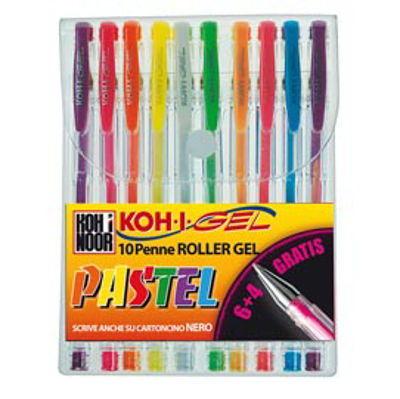 Immagine di Roller gel colorati - colori pastel - Koh I Noor - astuccio 10 roller [NAGP10P]