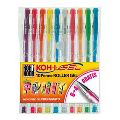Immagine di Roller gel colorati - colori fruit - Koh I Noor - astuccio 10 roller [NAGP10F]