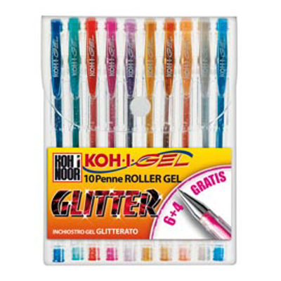 Immagine di Roller gel colorati - colori glitter - Koh I Noor - astuccio 10 roller [NAGP10S]