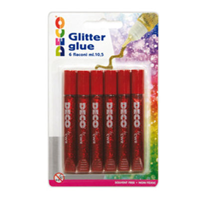 Immagine di Blister colla glitter - 10,5 ml - rosso - Deco - conf. 6 pezzi [05883]