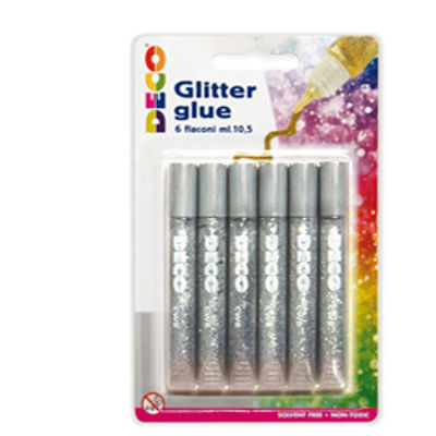 Immagine di Blister colla glitter - 10,5 ml - argento - Deco - conf. 6 pezzi [05884]