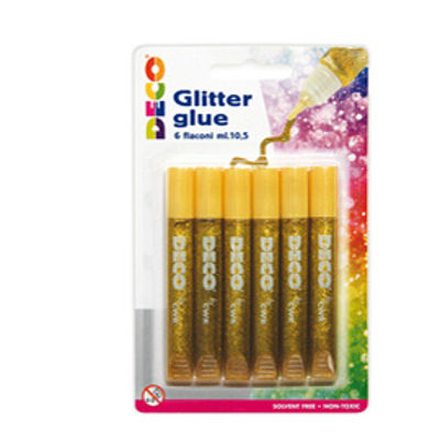 Immagine di Blister colla glitter - 10,5 ml - oro - Deco - conf. 6 pezzi [05885]
