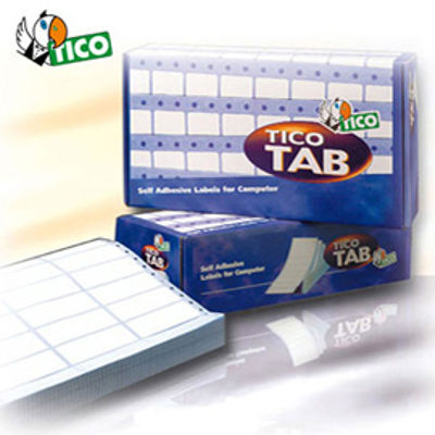 Immagine di Etichette a modulo continuo Tico TAB 1 - 149x97,2 mm - corsia singola - permanente - bianco - Tico - scatola da 1500 etichette [TAB1-1499]
