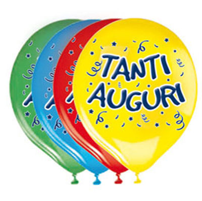 Immagine di Palloncini in lattice - D 30 cm - con stampa ''Tanti Auguri'' - Big Party - busta 20 pezzi [72221]