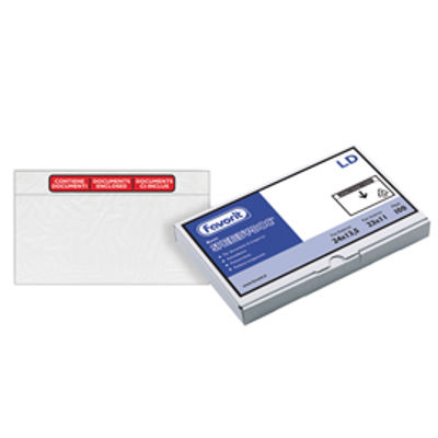 Immagine di Busta adesiva Speedy Doc - con stampa CONTIENE DOCUMENTI - formato LD (230x110 mm) - Favorit - conf. 100 pezzi [100500102]