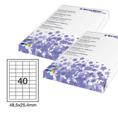 Immagine di Etichetta adesiva - permanente - 48,5x25,4 mm - 40 etichette per foglio - bianco - Starline - conf. 100 fogli A4 [STL3050]