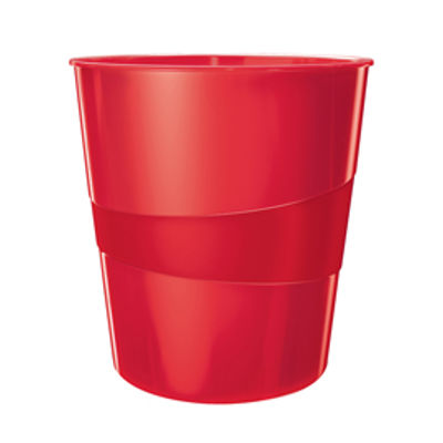 Immagine di Cestino gettacarte WOW - altezza 32,4 cm - diametro 29 cm - 15 L - rosso - Leitz [52781026]