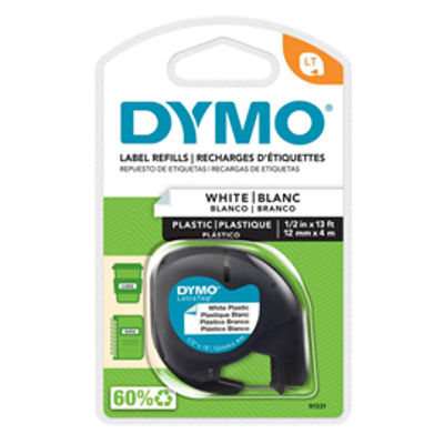 Immagine di Nastro Dymo Letratag In Plastica 912010 12Mmx4M Nero/Bianco [S0721660]