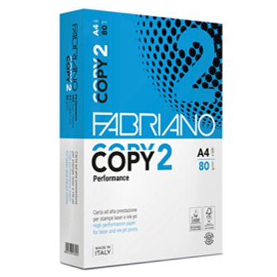 Immagine di Risma 500 Fogli Carta fotocopie Fabriano Copy 2 A4 Bianco 80gr [41021297]