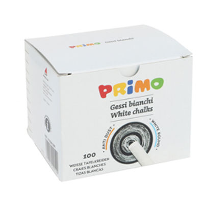 Immagine di Scatola 100 Gessetti Tondi Primo Bianco 80mm con Diametro 9mm [010GB100R]