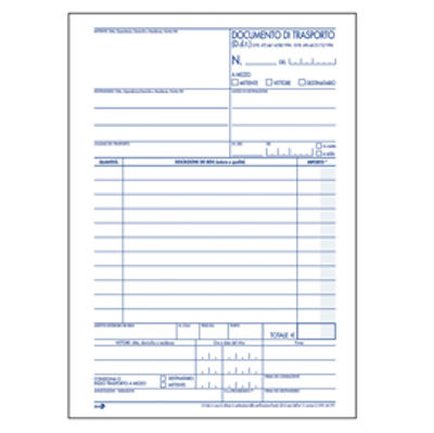 Immagine di DOCUMENTO DI TRASPORTO 150x225mm 50fgx3 copie(mitt-dest-vett) BM [0100401]