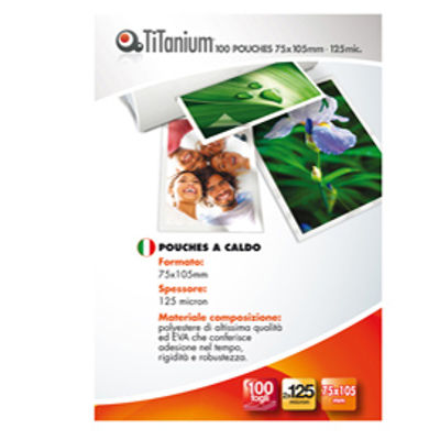Immagine di 100 POUCHES 75x105mm 125my JUMBO CARD TiTanium [S-PP525-05T]