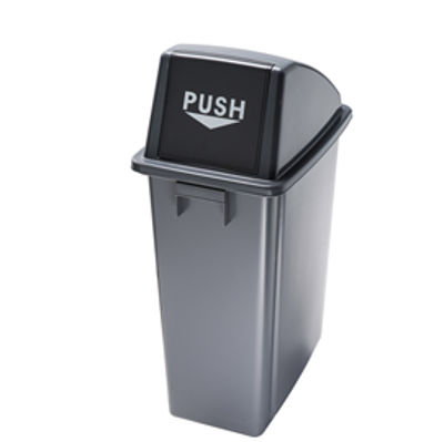 Immagine di Contenitore Office - push per rifiuto secco - 60 lt - coperchio nero push - Medial International [114210]
