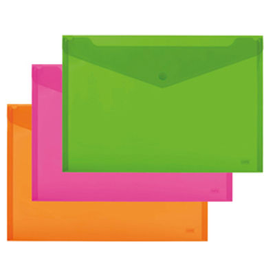 Immagine di CF. 5 BUSTE CON BOTTONE A5 COLORI FLUO ASS. LEBEZ [80439]