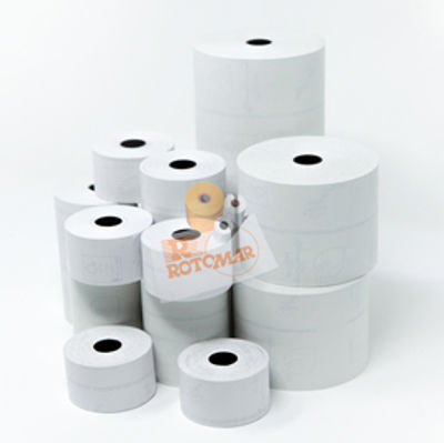Immagine di Rotoli registratori cassa - 80mm x 80mt - diametro esterno 77mm - anima 12mm - 55gr - carta termica BPA free - Rotomar - blister 10 rotoli [FSRTOBPA80080]