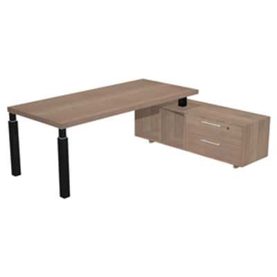 Immagine di Scrivania direzionale Prestige Quadro - con mobile di servizio - 210 x 90 cm - ciliegio arabis/nero - Artexport [902RIT/G/K/AQ]