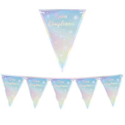Immagine di Festone bandiere Soft Rainbow - Buon Compleanno - 3 m- Big Party [74422]